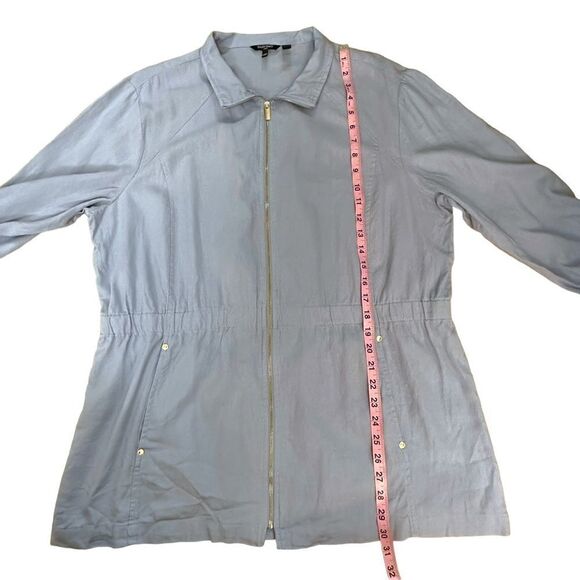 Ellen Tracy ~ Light Blue Linen Jacket ~ zipped Front closure ~ size XLARGE - Picture 12 of 12